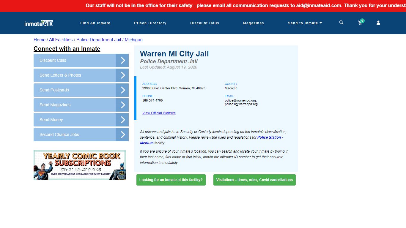 Warren MI City Jail & Inmate Search - Warren, MI