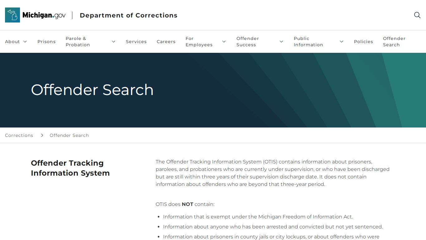 CORRECTIONS - Offender Search - Michigan